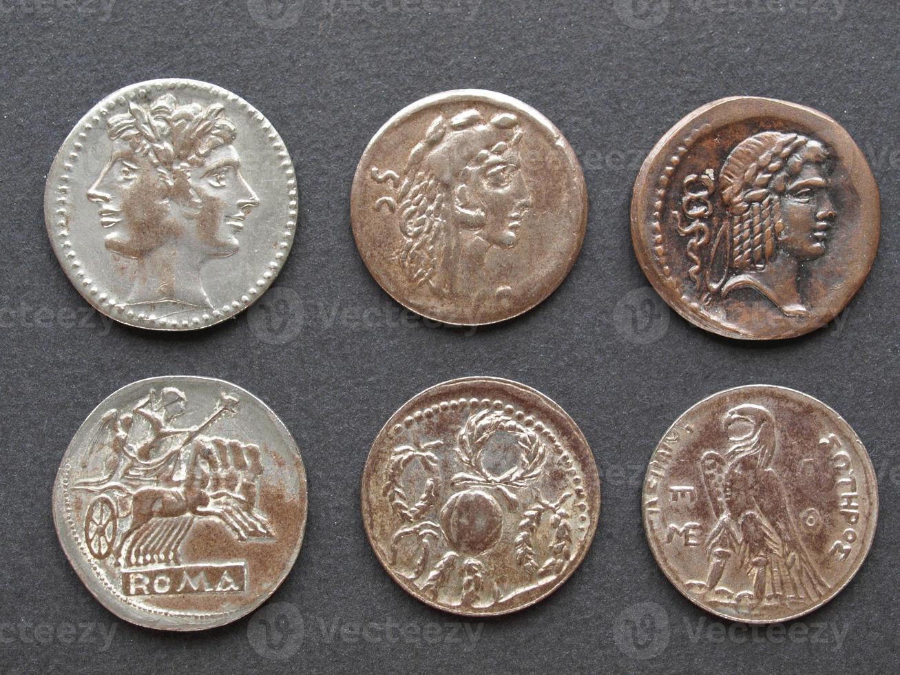 Ancient Roman and Greek coins photo