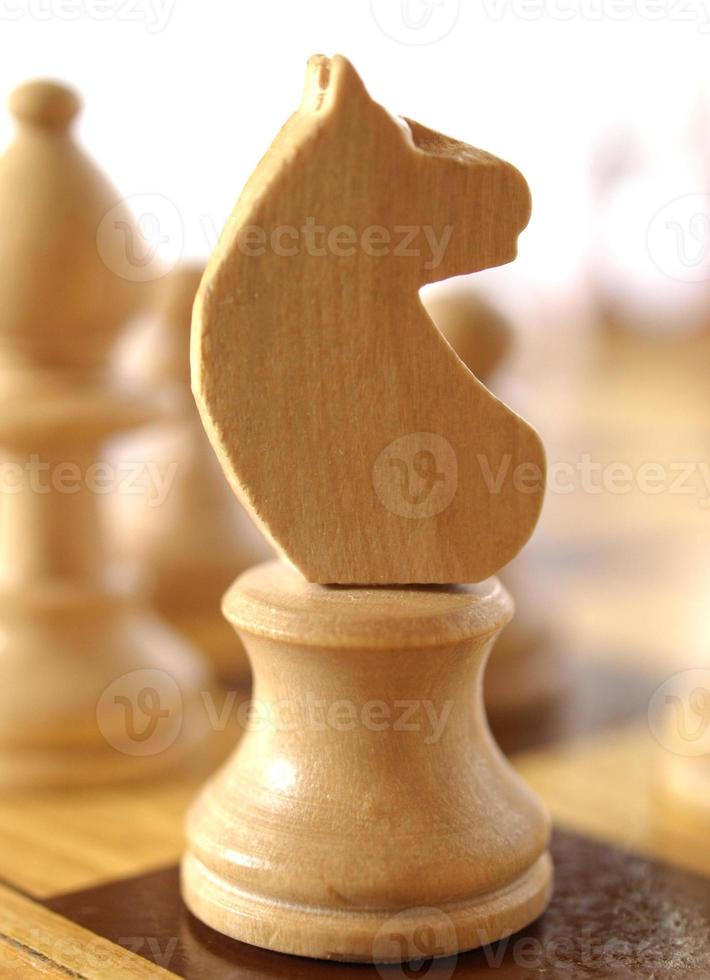 Chessboard with whine knight photo