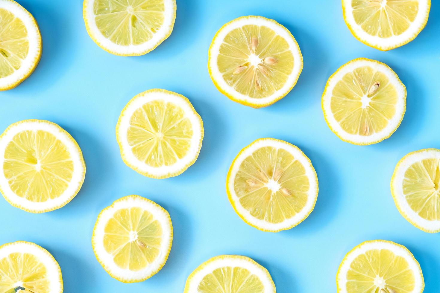 Collection of fresh yellow lemons slice photo