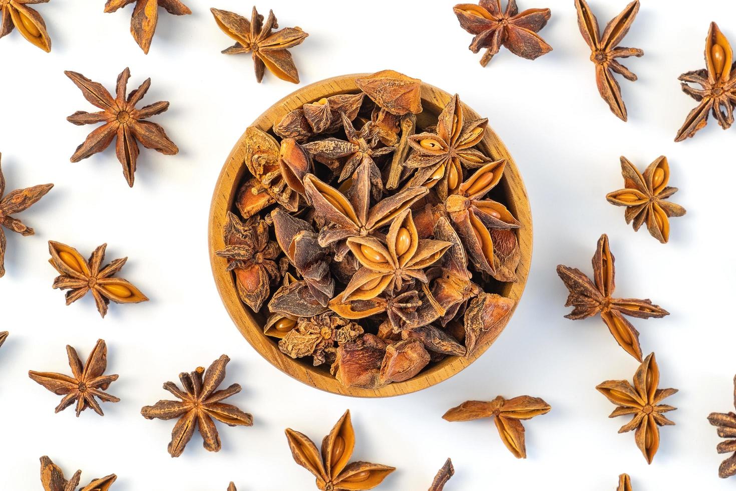 Assorted colorful spices on a white background. photo