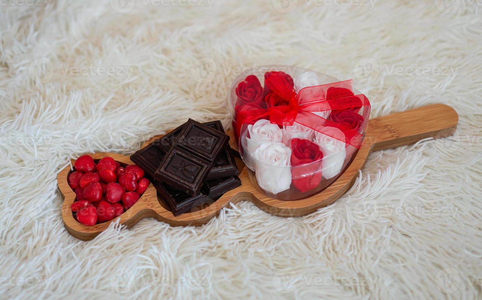 desayuno para novia. mañana del día de san valentín. dulces y chocolate foto