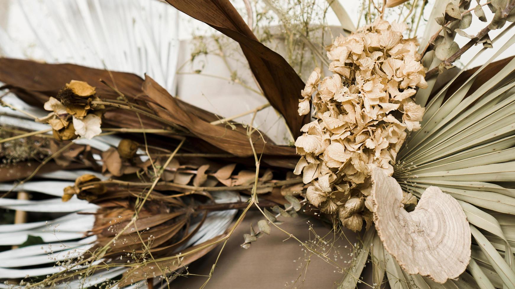 Bouquet of dried flowers in interior photo