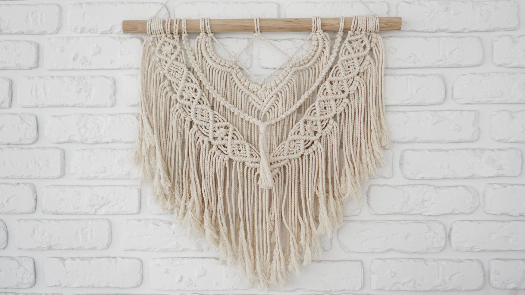 Beautiful boho macrame wall panel for a cozy atmosphere photo