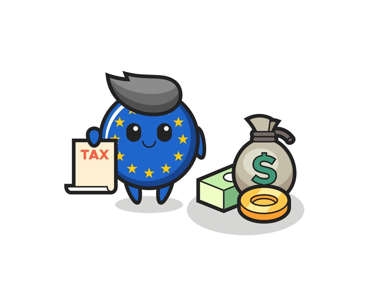 Character cartoon of europe flag badge as a accountant vector