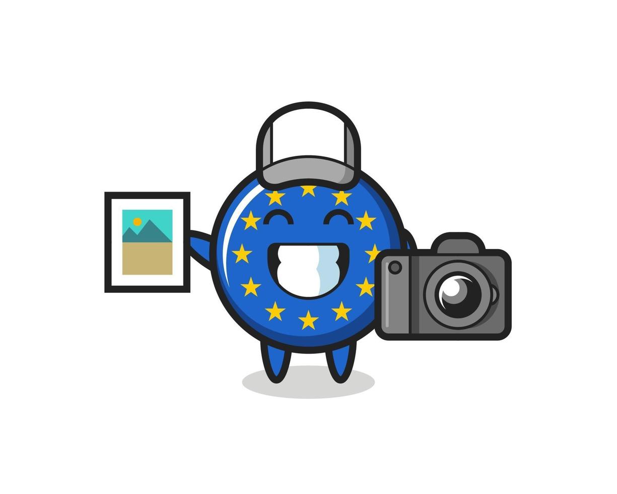 Ilustración de personaje de la insignia de la bandera de Europa como fotógrafo vector