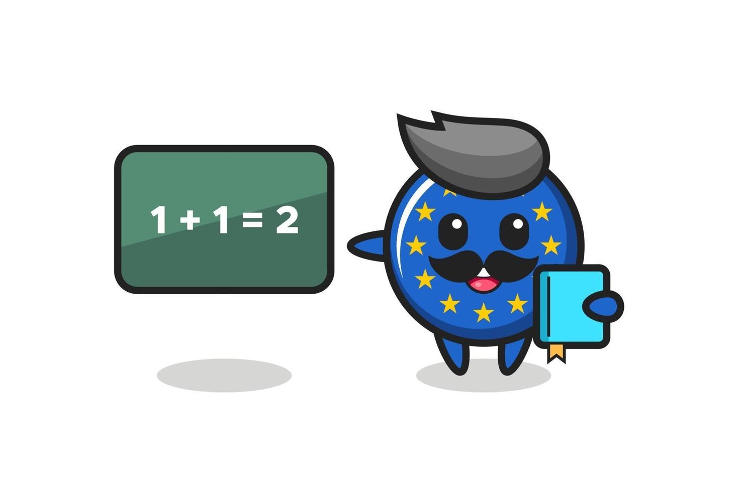 Illustration of europe flag badge character as a teacher vector