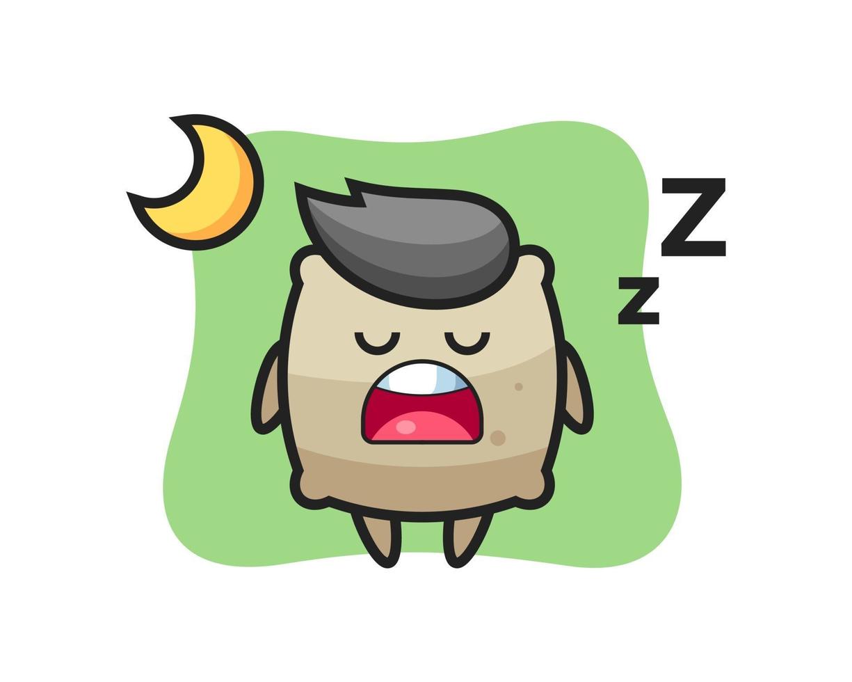 ilustración de personaje de saco durmiendo por la noche vector