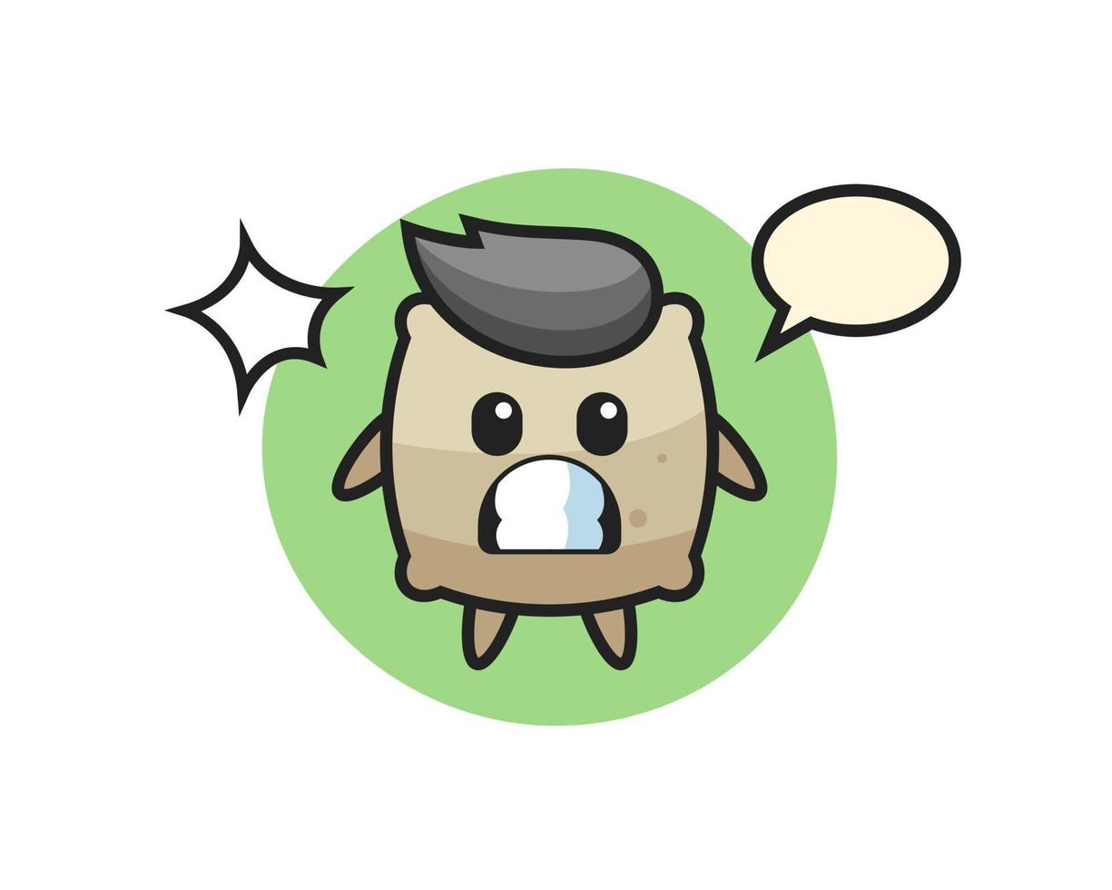 sack character cartoon with shocked gesture vector