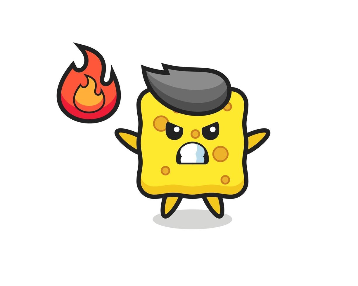 sponge character cartoon with angry gesture vector