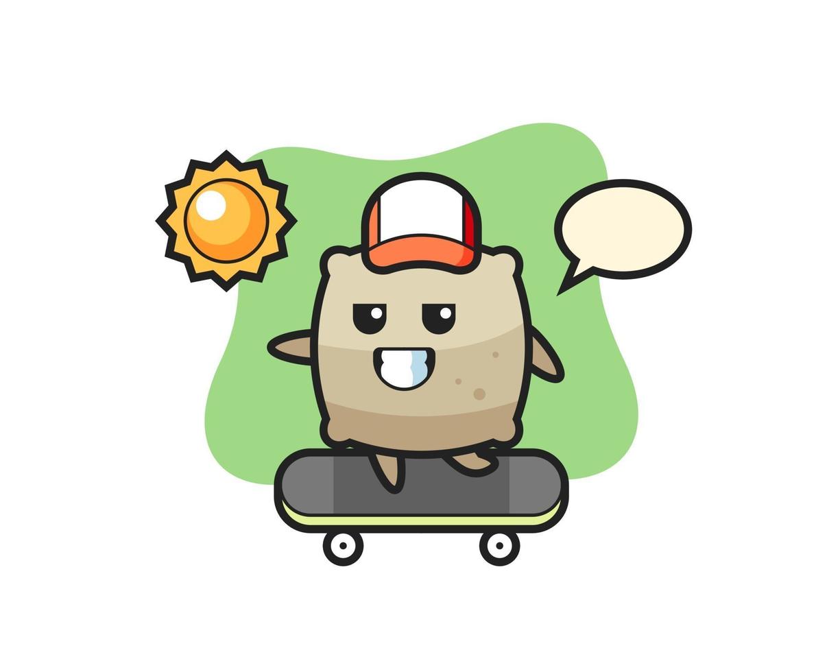 sack character illustration ride a skateboard vector