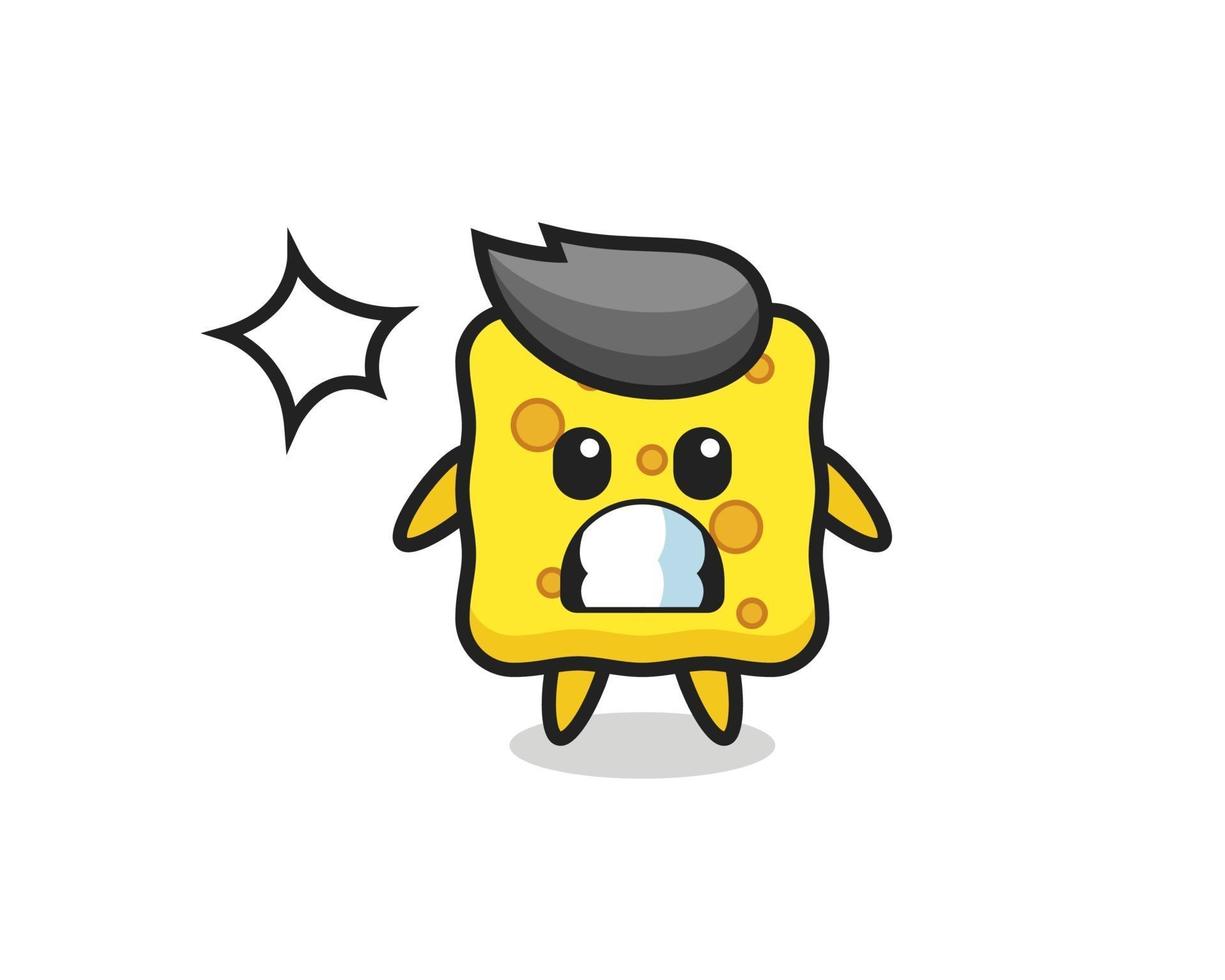 sponge character cartoon with shocked gesture vector