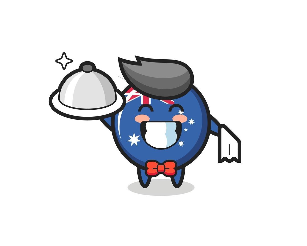 Character mascot of australia flag badge as a waiters vector