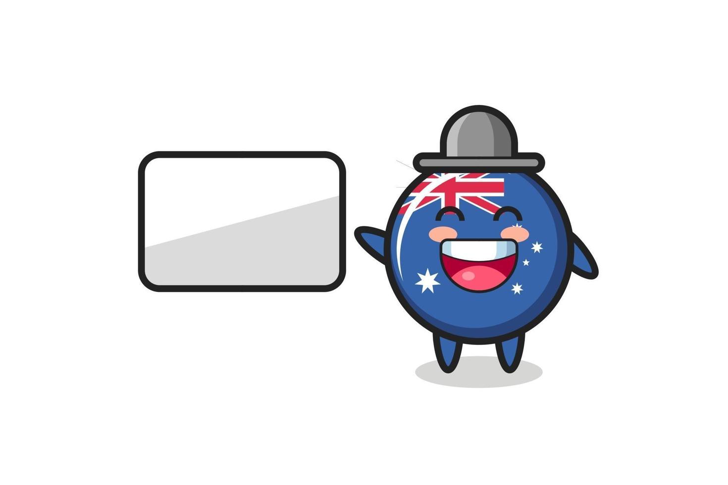 ilustración de dibujos animados de la insignia de la bandera de australia haciendo una presentación vector