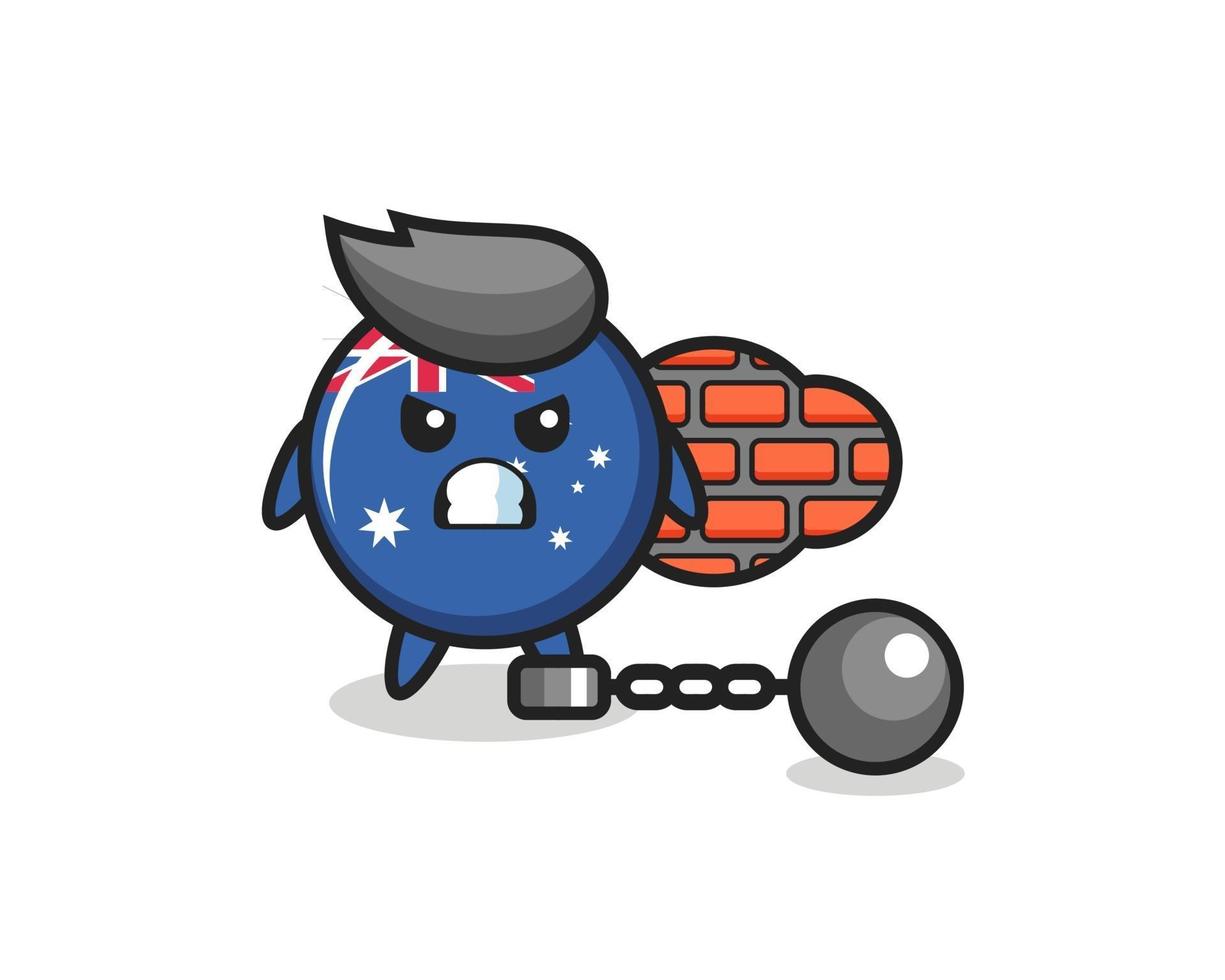 Character mascot of australia flag badge as a prisoner vector