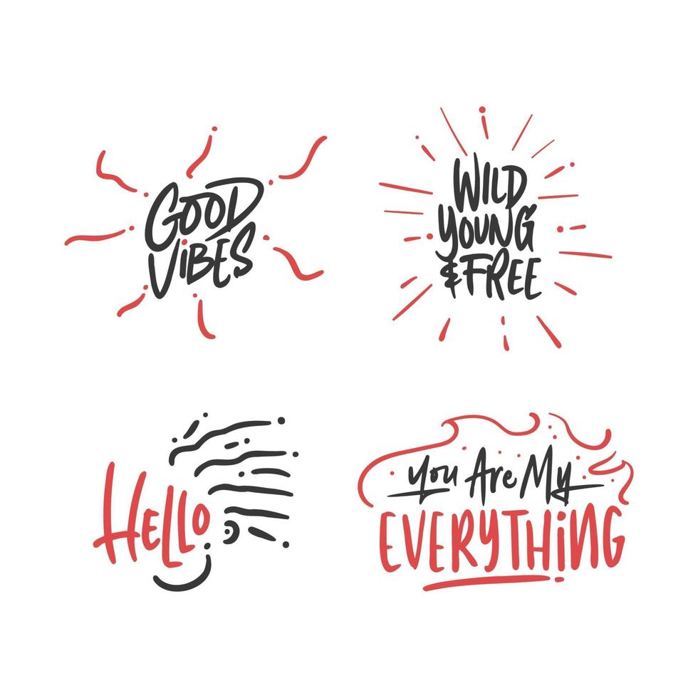 Set of hand lettering quote illustration vector