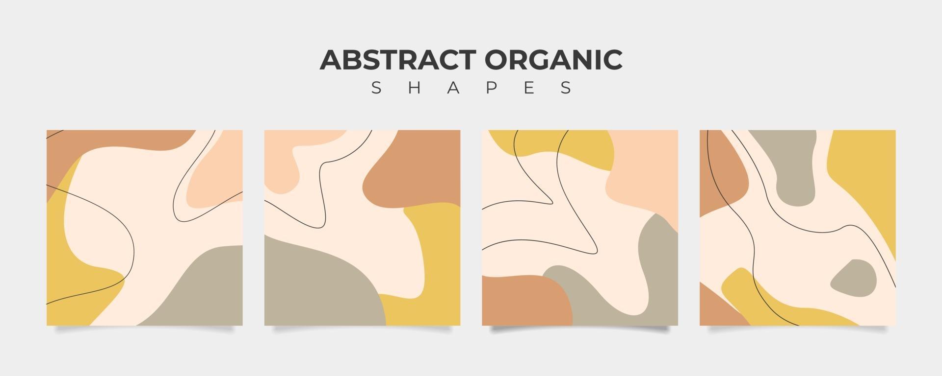 Set of 4 abstract organic shape banner in pastel color vector
