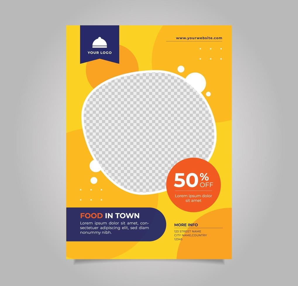 Abstract geometric yellow food flyer template vector