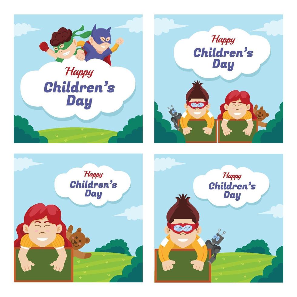 Happy Children Day Social Media Template vector