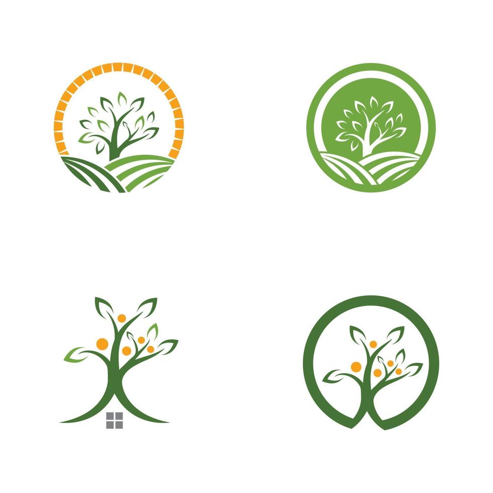 Logos of green Tree leaf ecology vector