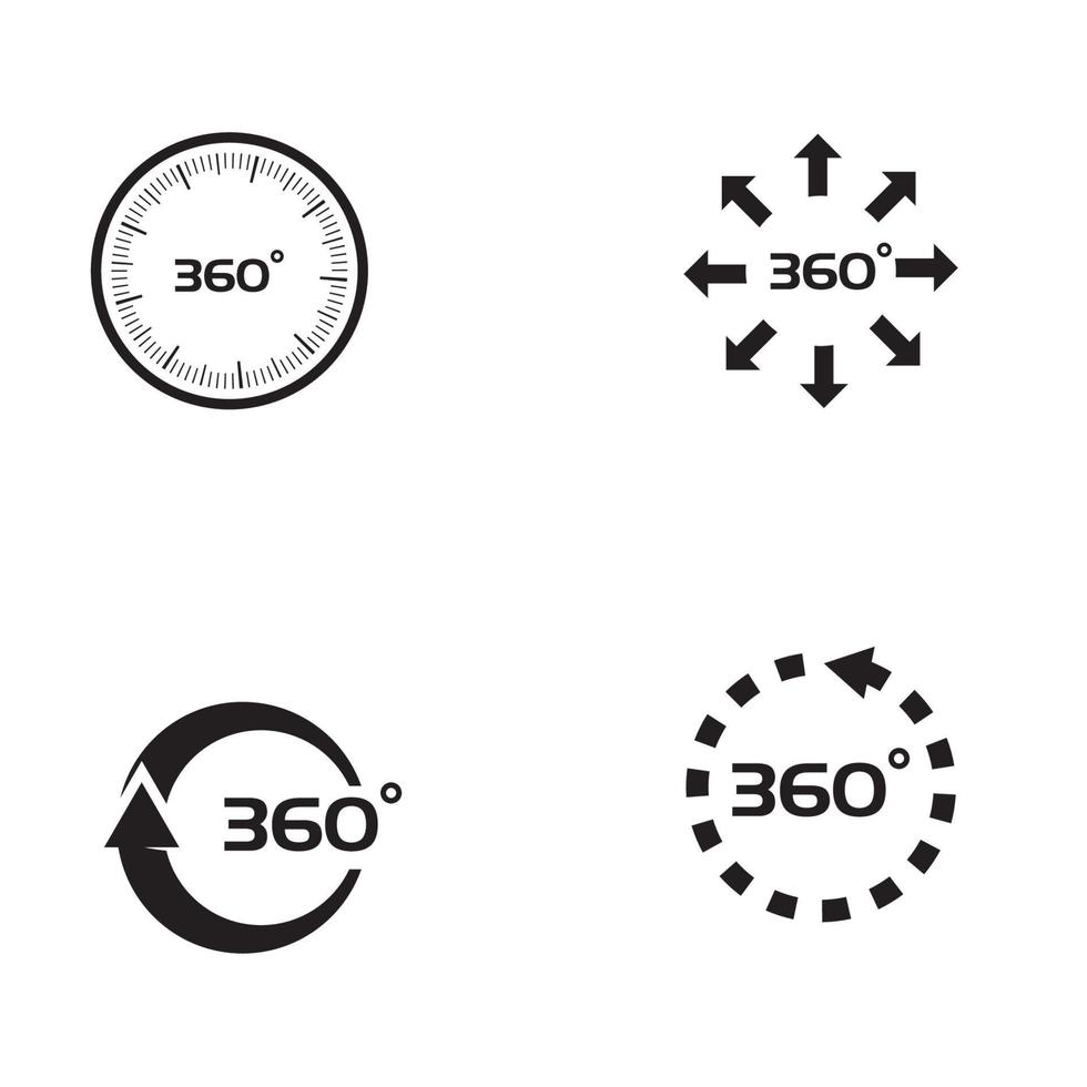 Iconos vectoriales relacionados con la vista de 360 grados vector