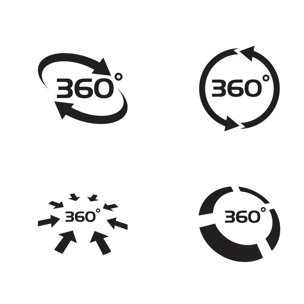 Iconos vectoriales relacionados con la vista de 360 grados vector