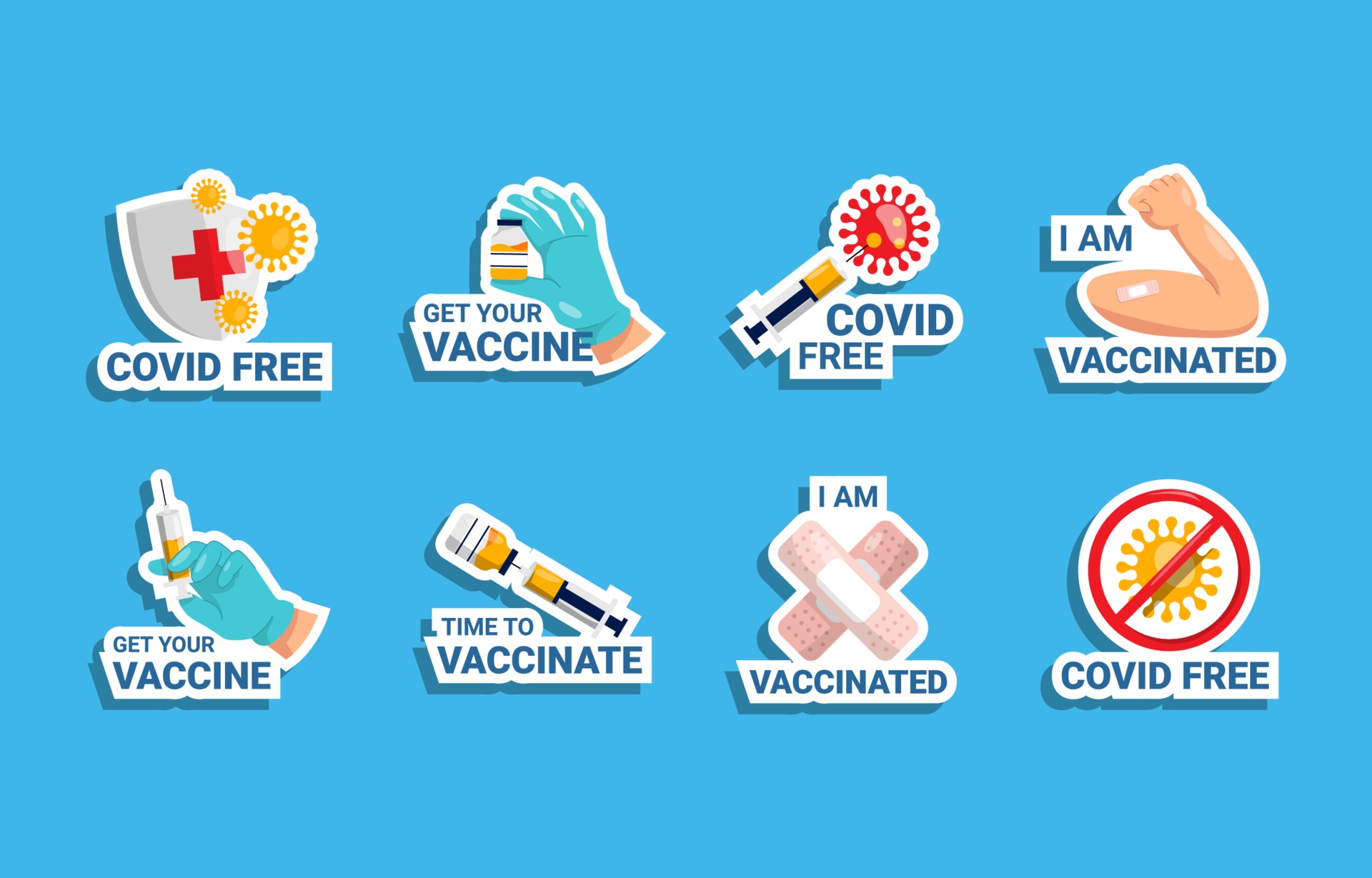 Vaccinated Sticker Collection 3281285 Vector Art at Vecteezy