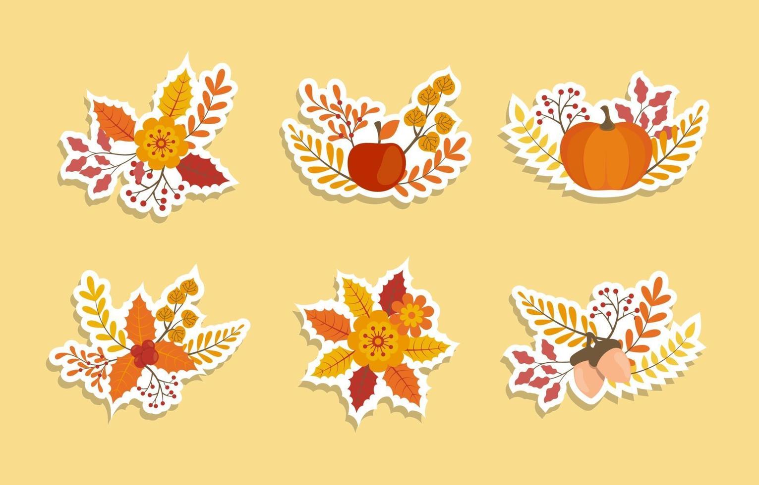 Autumn Wreath Sticker Collection vector