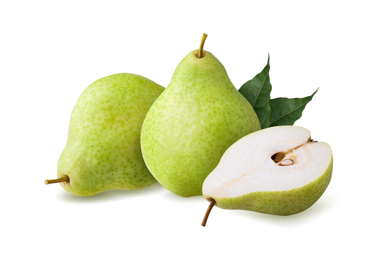 Green pear fruit isolated on white background photo