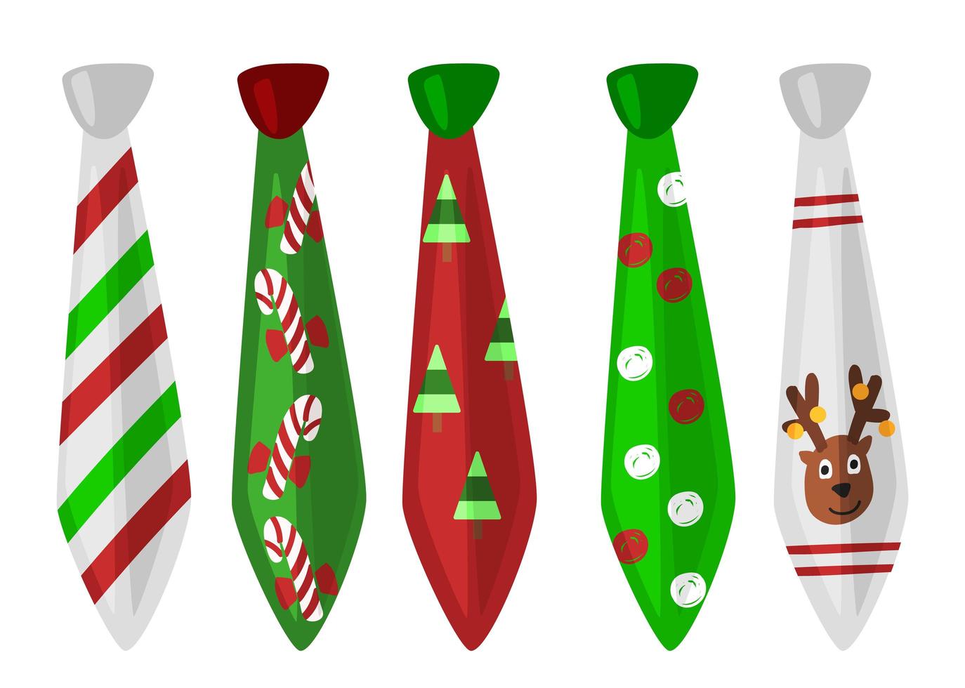 Set of christmas ties with festive decoration vector