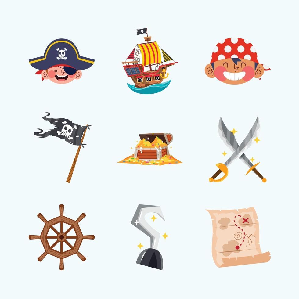 Pirate Kid Icons Concept vector
