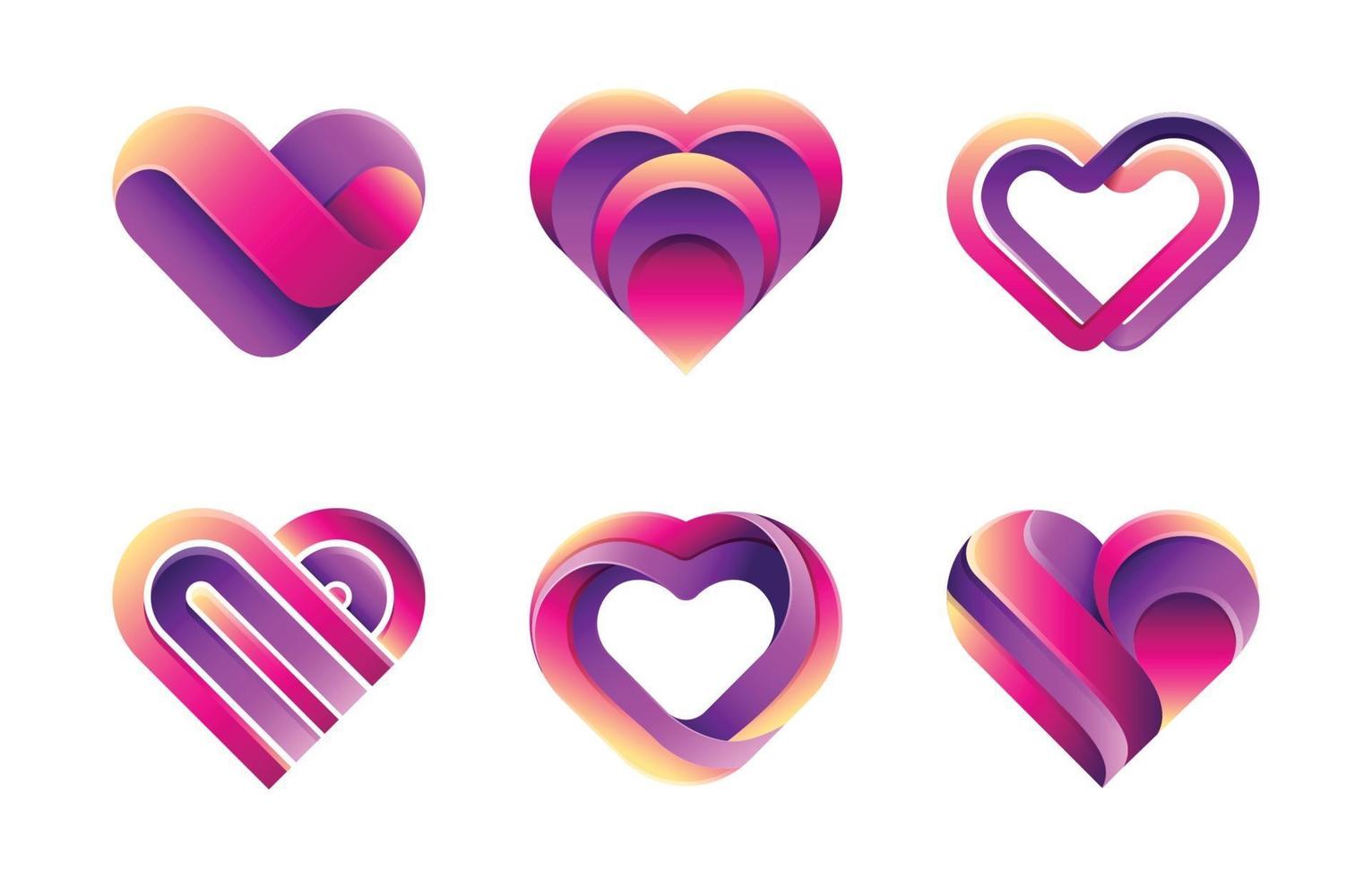 Collection of Colorful Abstract Heart Logo vector