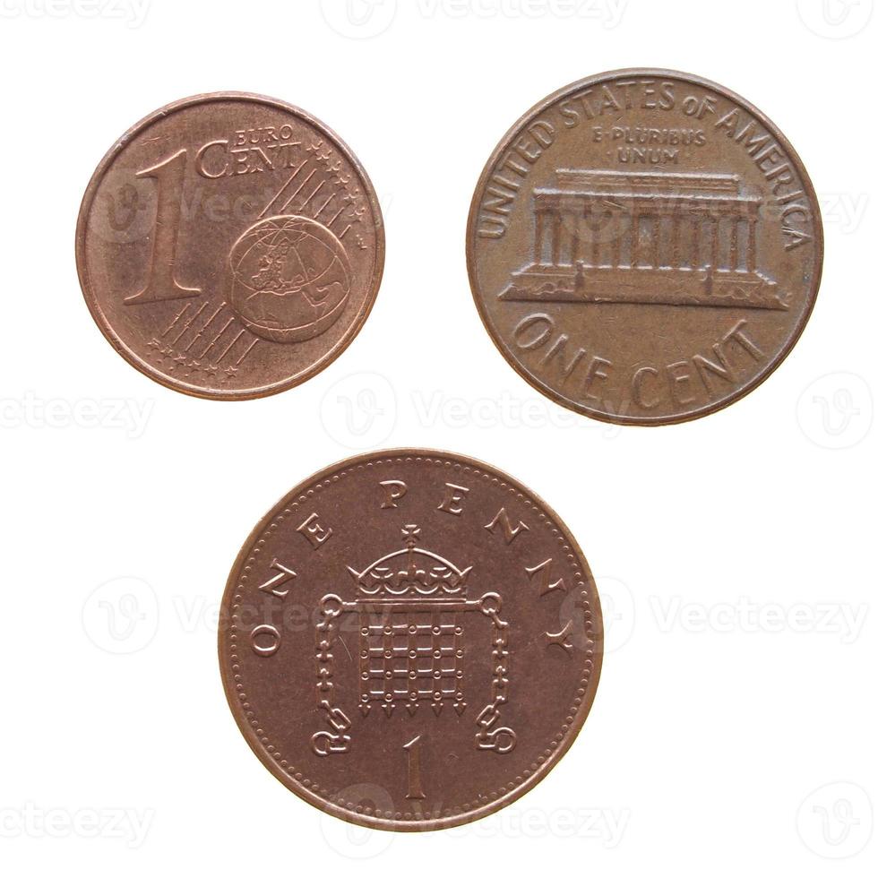 One cent coin isolated photo