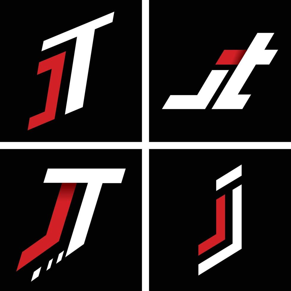 conjunto de letras de diseño de logotipo jt vector