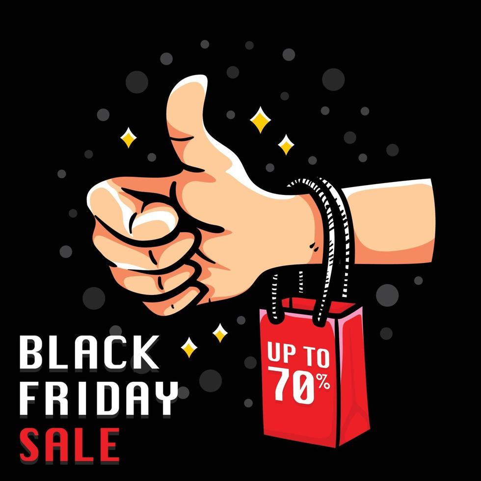 black friday sale shopping with thumb illustration vector