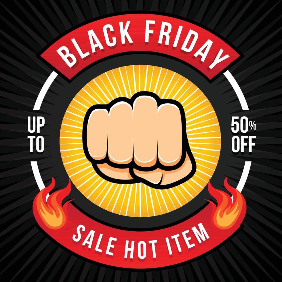 black friday design template with fist illustration vector