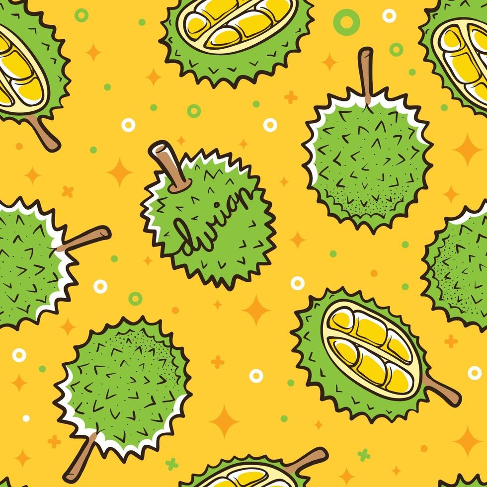 durian tropical fruits pattern seamless background vector