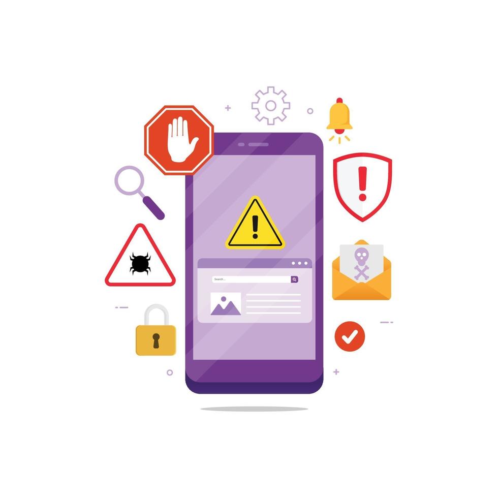Mobile fraud alert warning design concept vector illustration