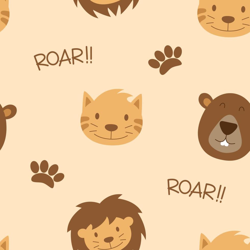 Cute wild animal seamless pattern vector graphic