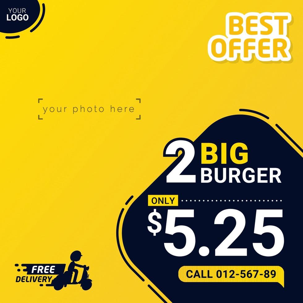 Social media fast food template for business promotion vector