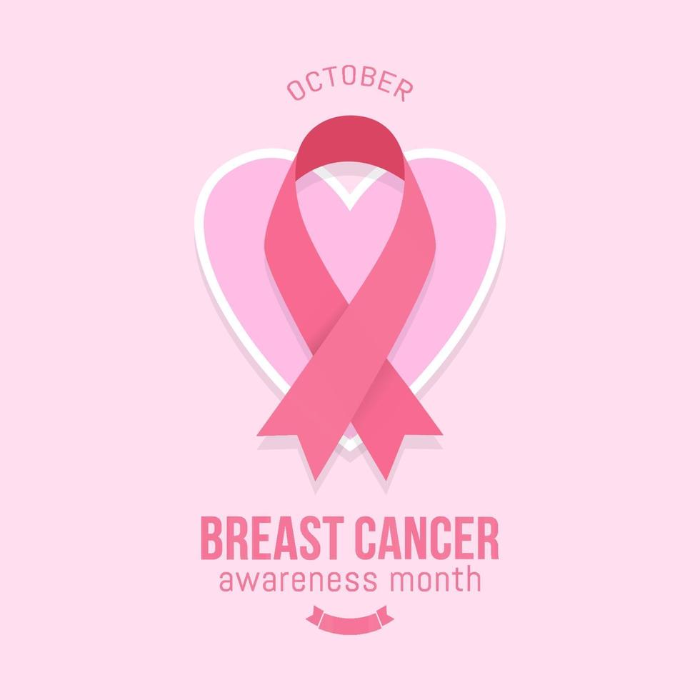 Breast cancer awareness month banner design with pink ribbon vector