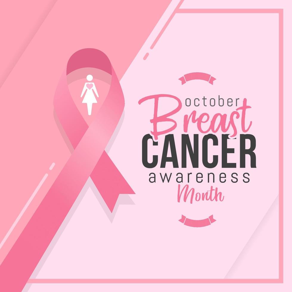 Breast cancer awareness month banner design with pink ribbon vector