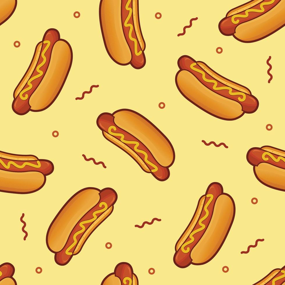 Hot dog seamless pattern background vector