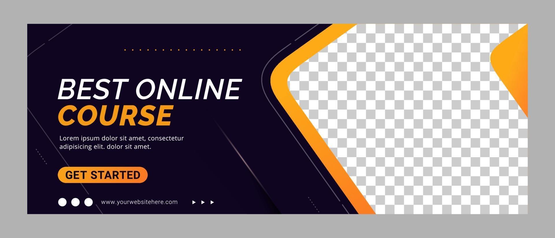 Online course social media cover banner template promotion vector