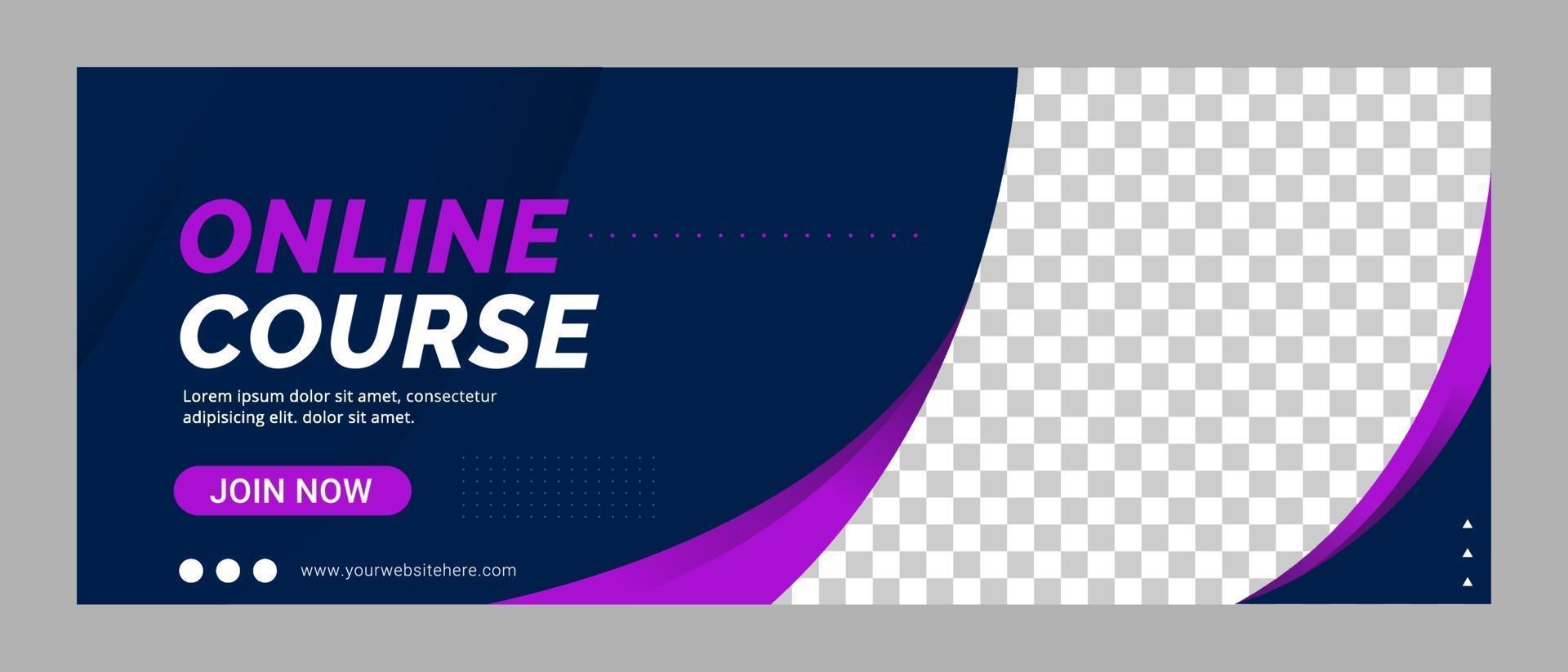 Online course social media cover banner template promotion vector