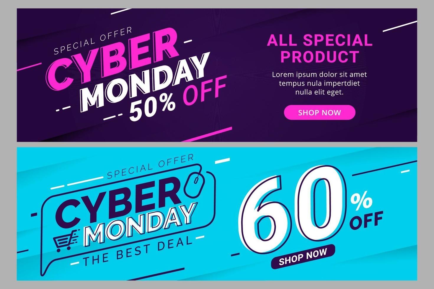 Cyber monday sale banner template discount promotion vector