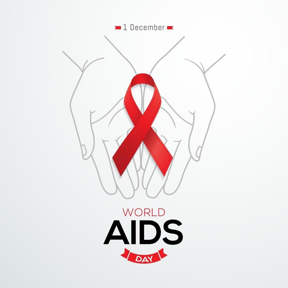 World aids day banner red awareness ribbon vector graphic