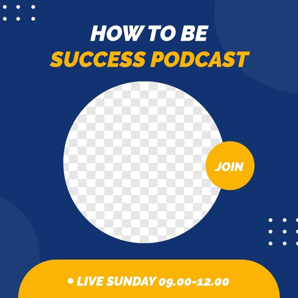 Podcast live feed design social media post template vector