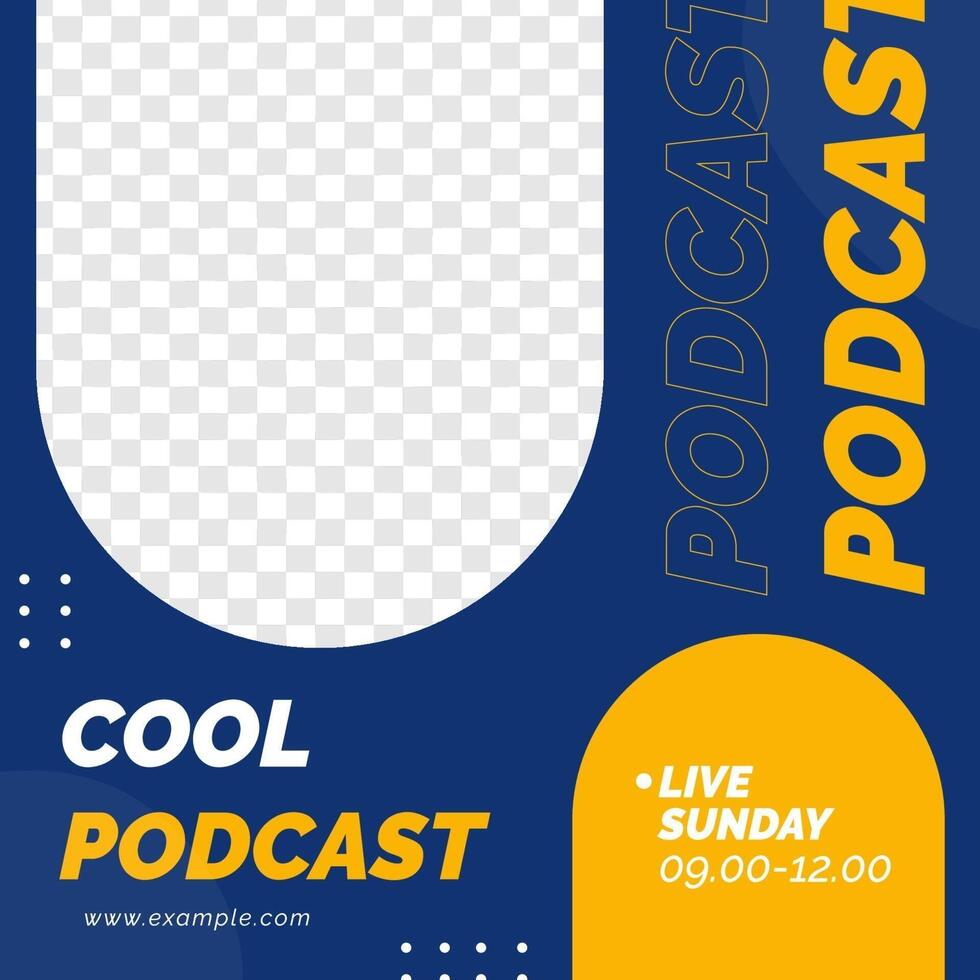 Podcast live feed design social media post template vector