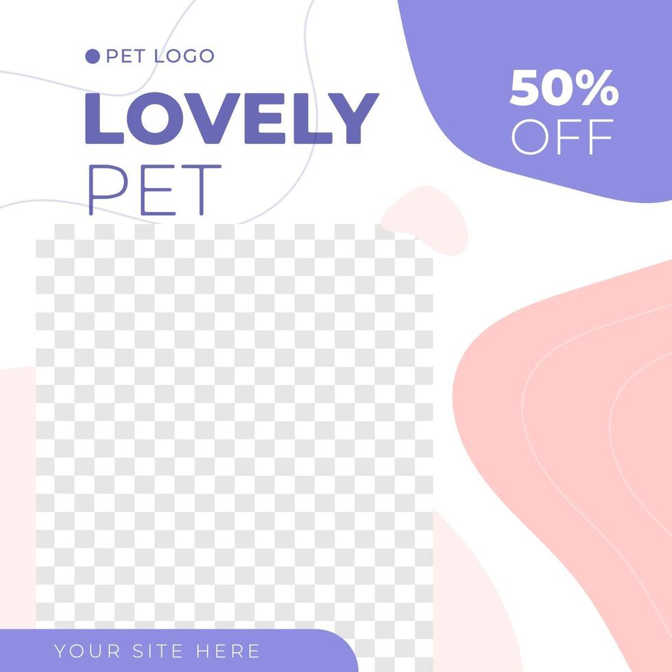 Pet shop, pet care feed design social media post template vector