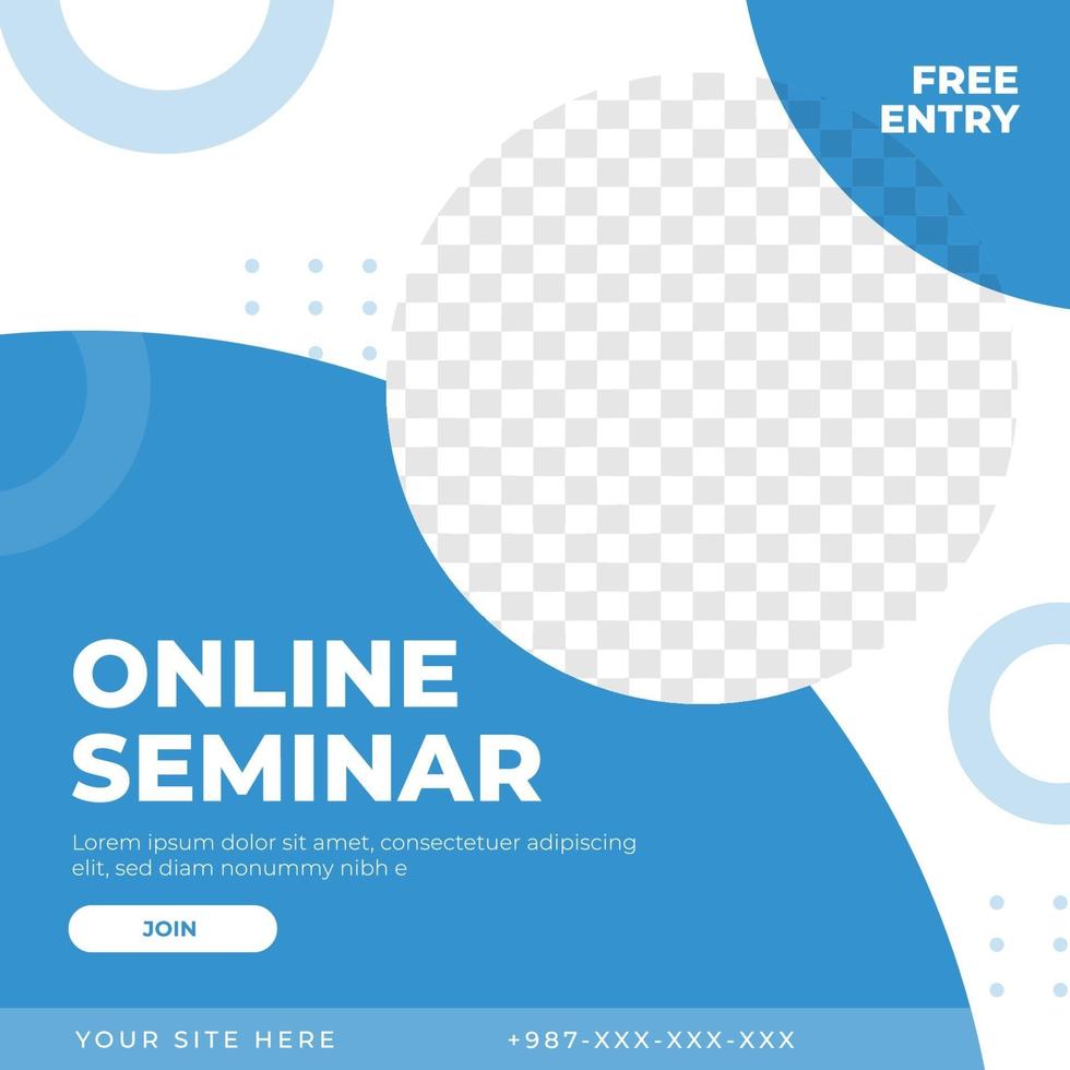 Online seminar, webinar feed design social media post template vector